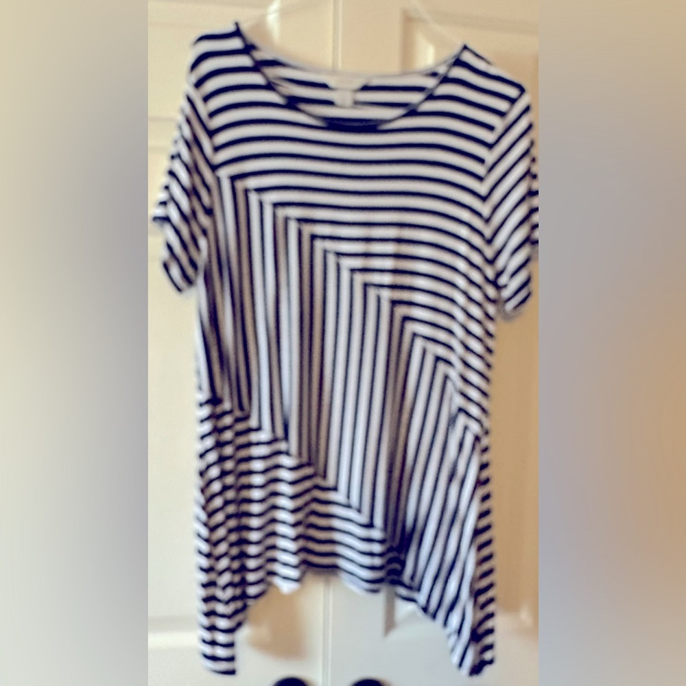 Christopher & banks, navy and white striped shirt. 
Size:X